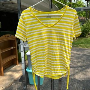 White and yellow striped shirt